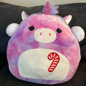 Squishmallows Unicorn with Ear Muffs - Christmas edition stuffie